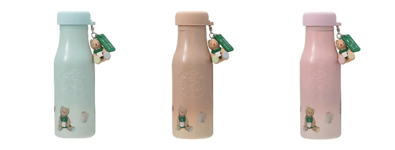 スタバ✕ジェラピケ ステンレスボトル ミントグリーン、ソフトピンク2