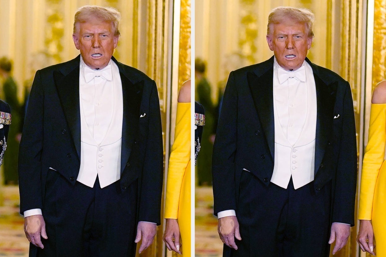 A person in a formal tuxedo with a white bow tie, standing indoors with an elegant backdrop