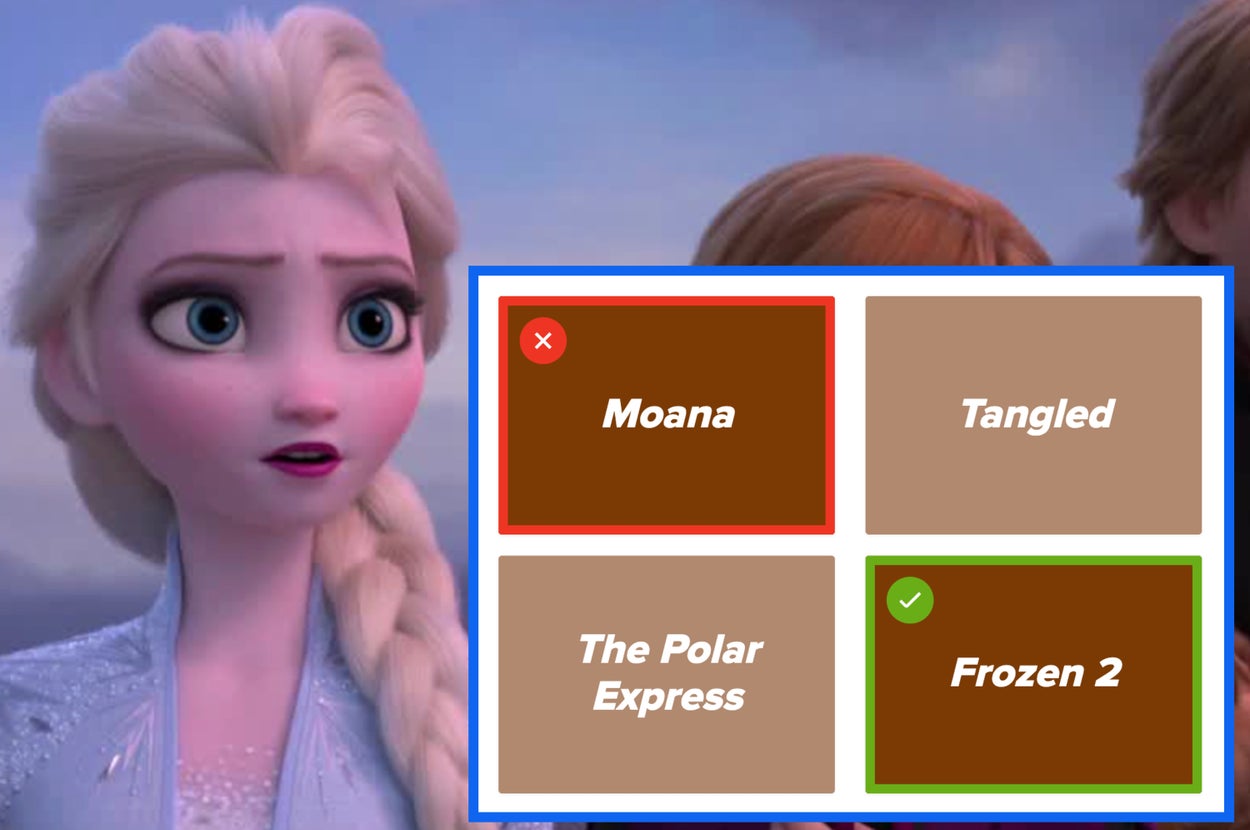 Animated characters Elsa, Anna, and Kristoff stand outdoors, looking determined. Elsa wears a sleek dress, Anna in a cape, Kristoff in a winter outfit