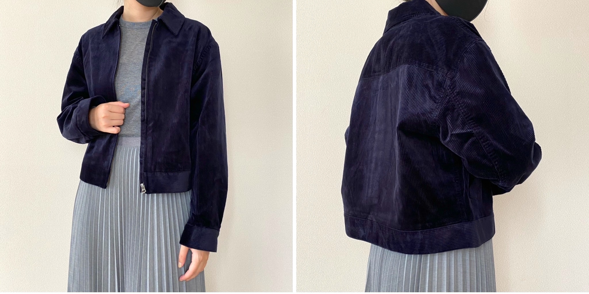 ジャケット　ネイビー　短丈　コーデュロイ　ワークジャケット 理想の秋アウター見つけたわ！ユニクロの「6990円→5990円