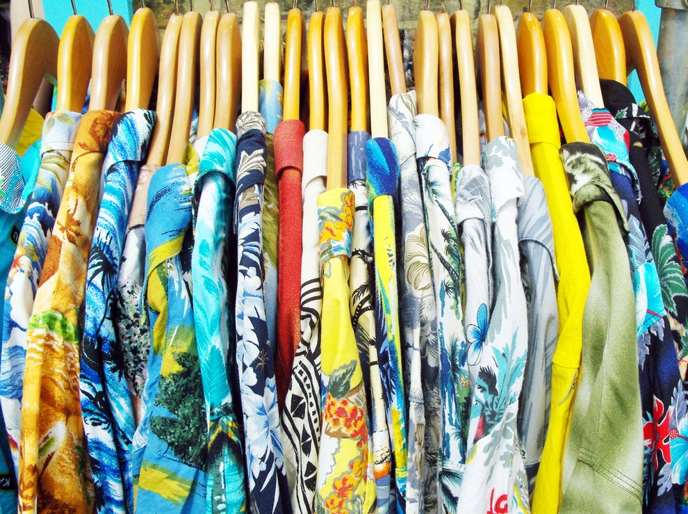 “You Might As Well Ask!”: From Uggs To Slushie Machines, Here Are 13 Times Celebrities Straight-Up Told On Themselves With Their Backstage Riders 73 Hawaiian shirts with various tropical patterns hang closey on wooden hangers, showcasing diverse and vibrant designs