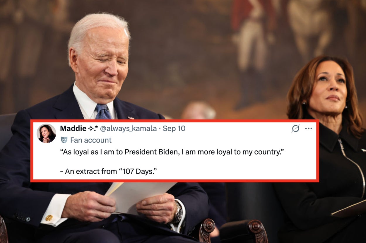 A tweet says, "As loyal as I am to President Biden, I am more loyal to my country." - An extract from "107 Days."
