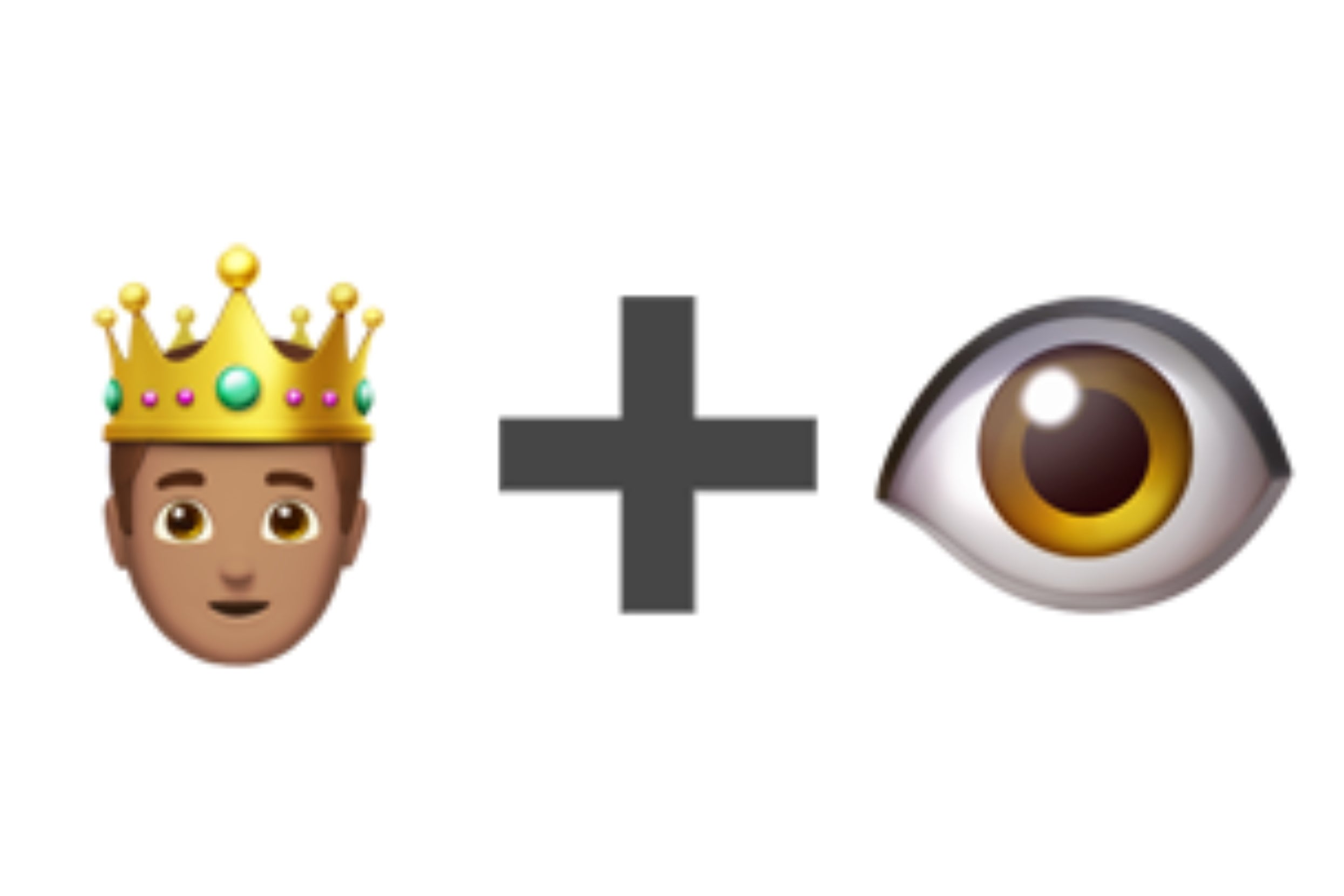 King emoji next to a plus sign and eye emoji, possibly indicating "king" plus "eye."