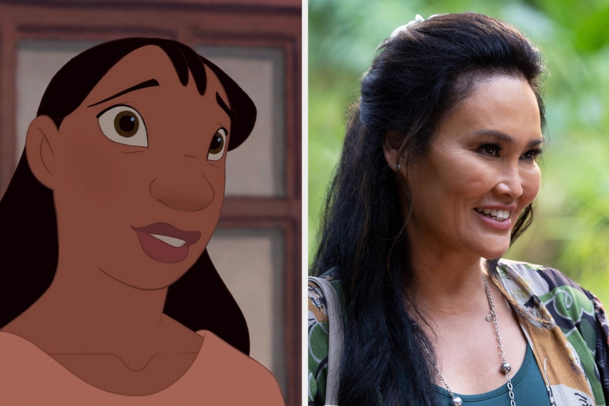Animated Nani side-by-side with Mrs. Kekoa in the live-action version