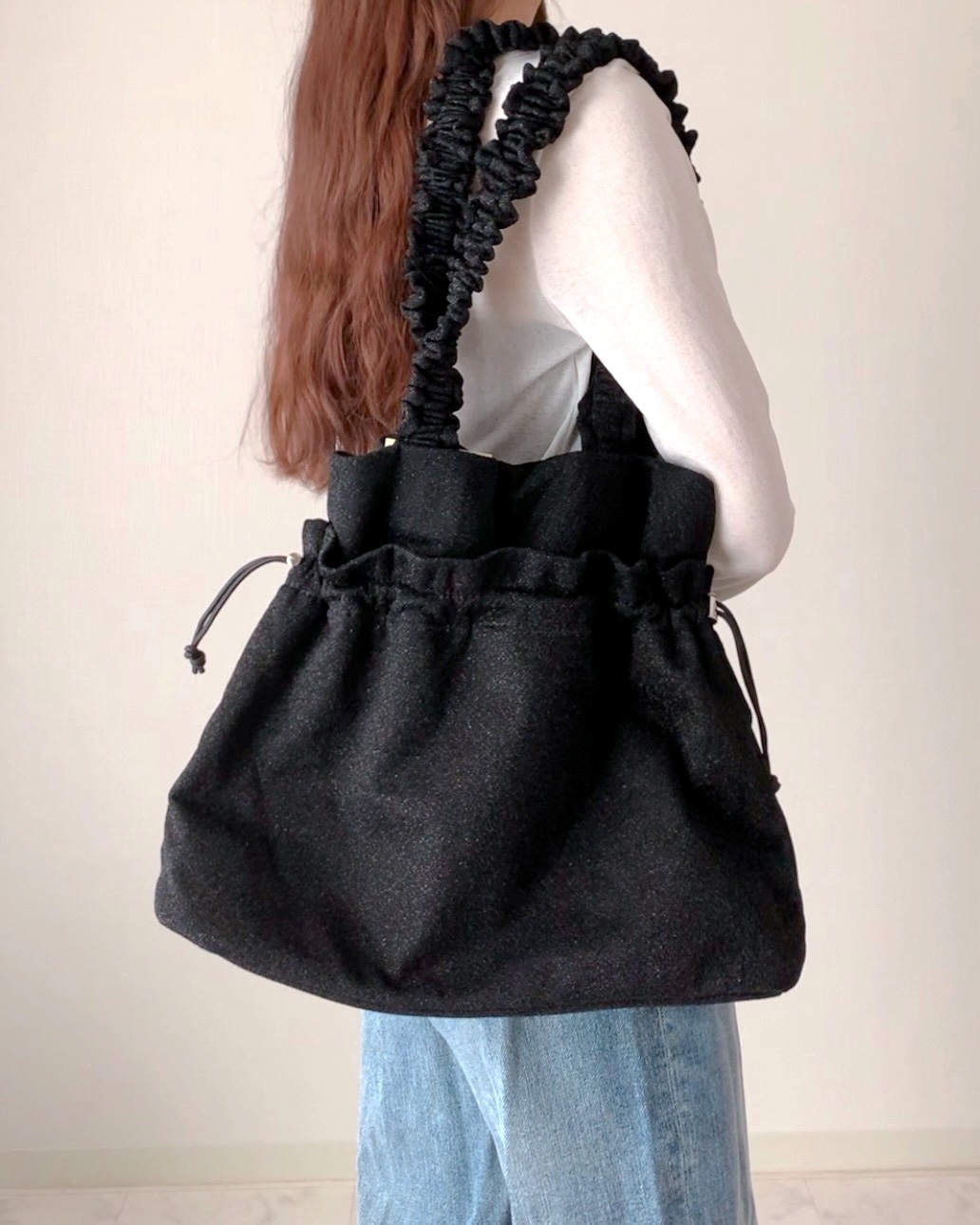 総ビーズバッグ レトロデザイン バラ柄 ネイビー ハンドバッグ 2025