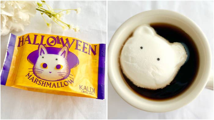 KALDI(カルディ)の「ハロウィンマシュマロ ネコ 1p【ハロウィン】」