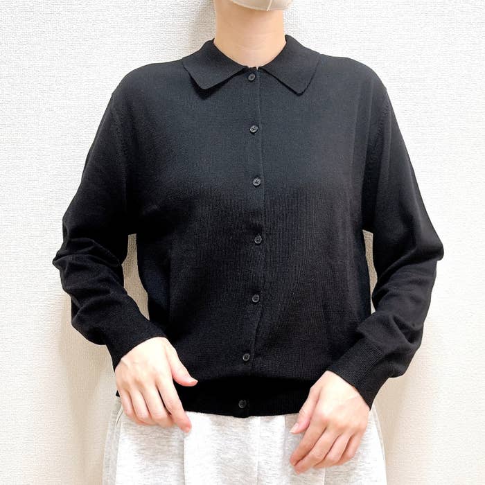 無印良品「婦人 洗えるウールハイゲージポロカーディガン」