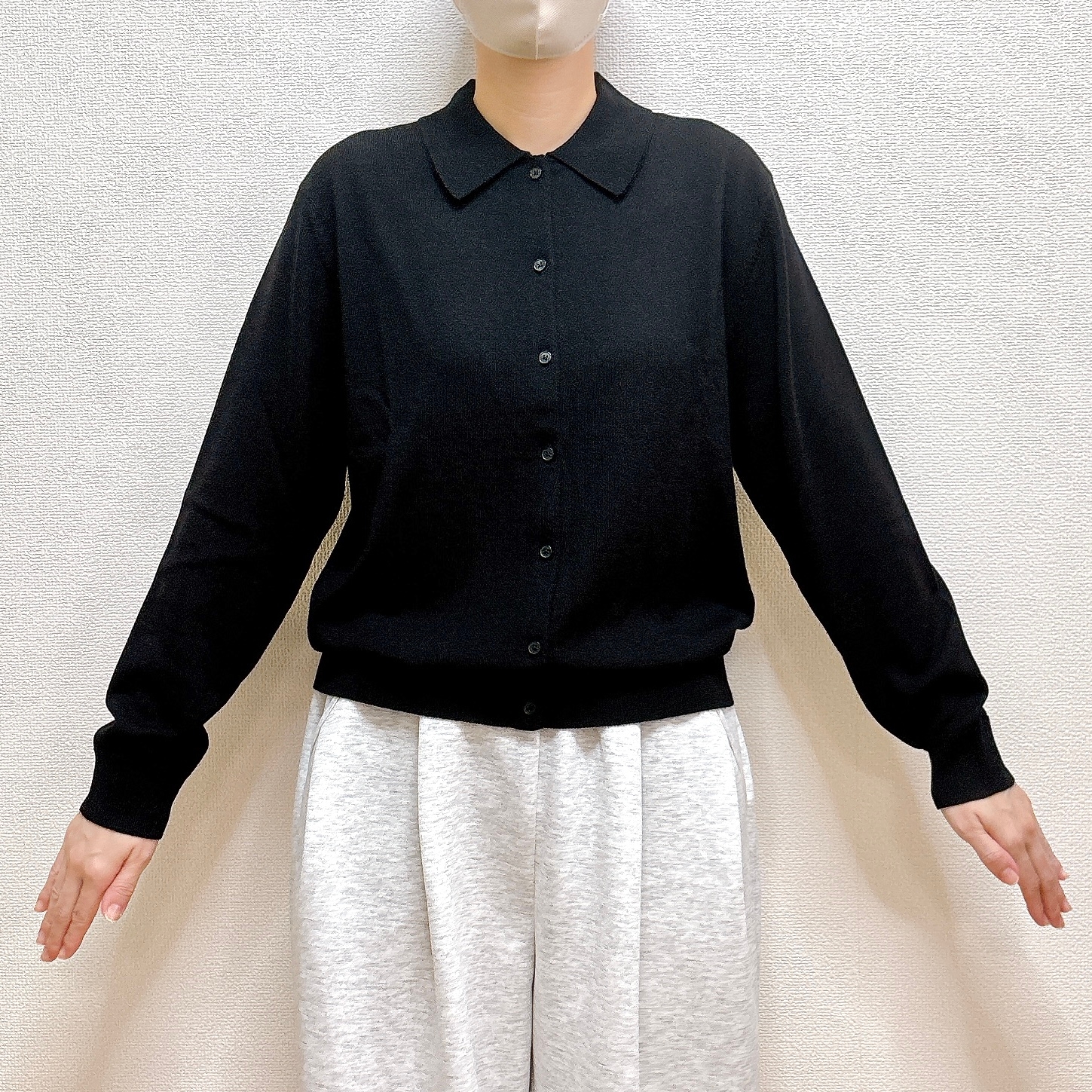 無印良品「婦人 洗えるウールハイゲージポロカーディガン」