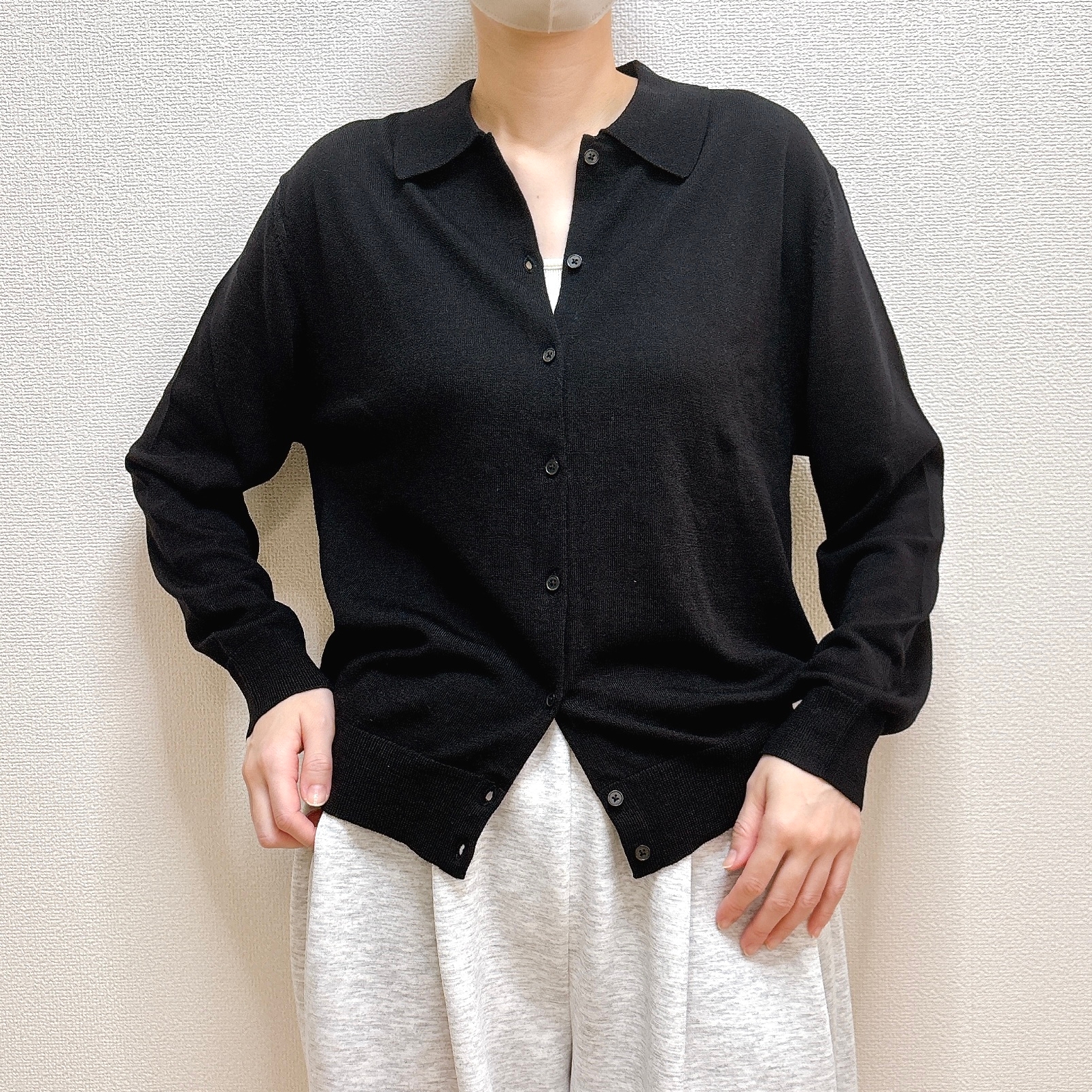 無印良品「婦人 洗えるウールハイゲージポロカーディガン」