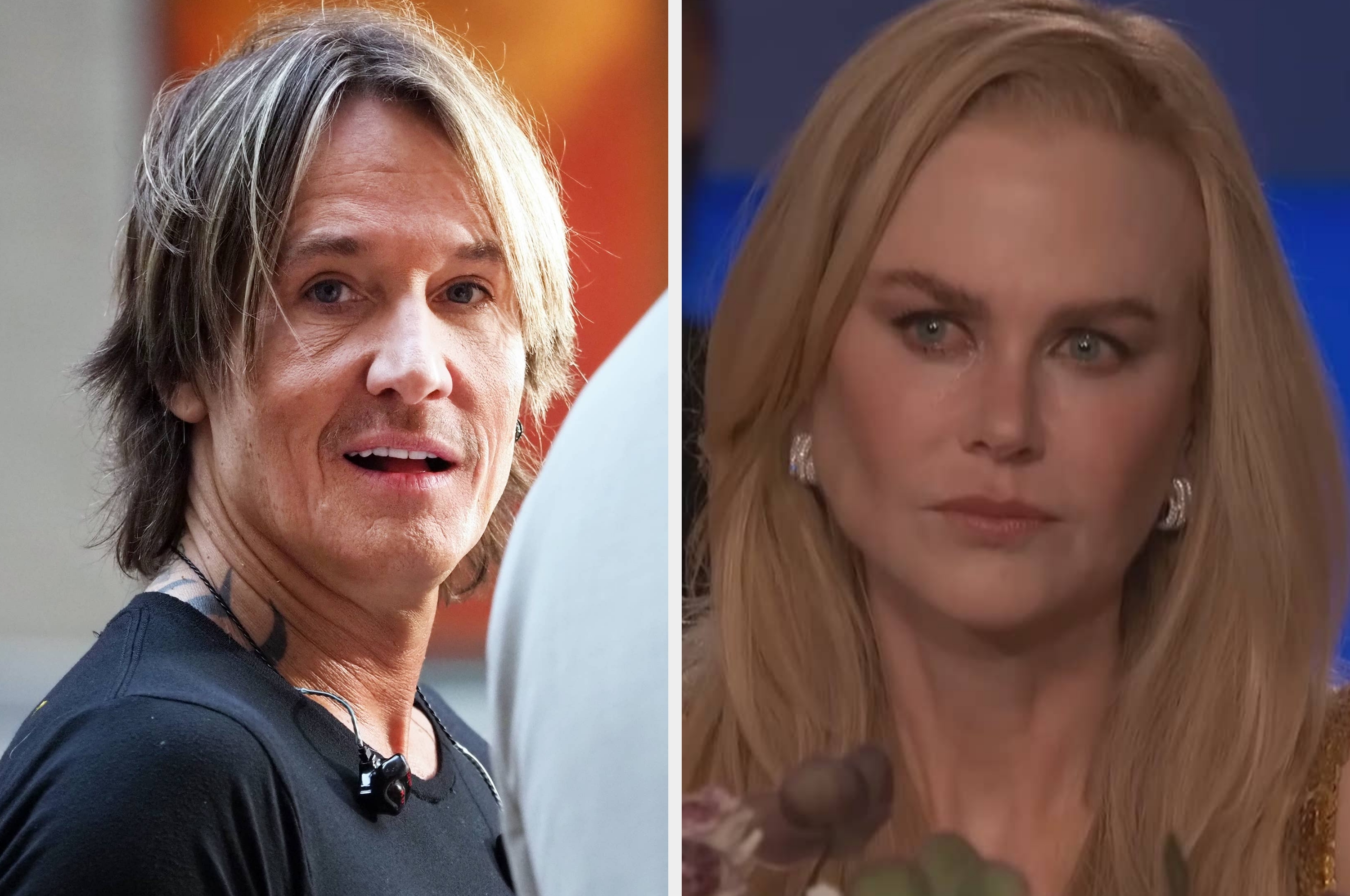 A man with shaggy hair and a serious expression next to a woman with long hair, looking thoughtful. Quotes: "the split was kind of inevitable" and "she didn't want this."