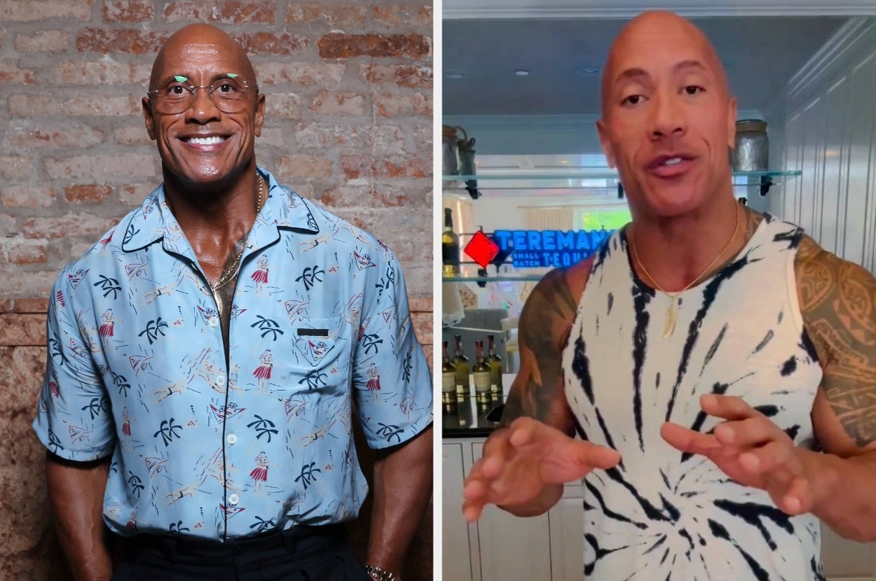 Person in patterned button-up shirt and tank top, showcasing two different casual styles