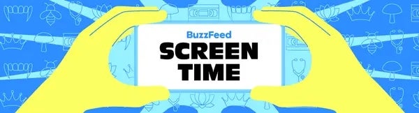 14 Celebs Who Dated Their "Dancing With The Stars" Partners 138 BuzzFeed Screen Time logo, held by yellow hands, with icons of film and digital media around it