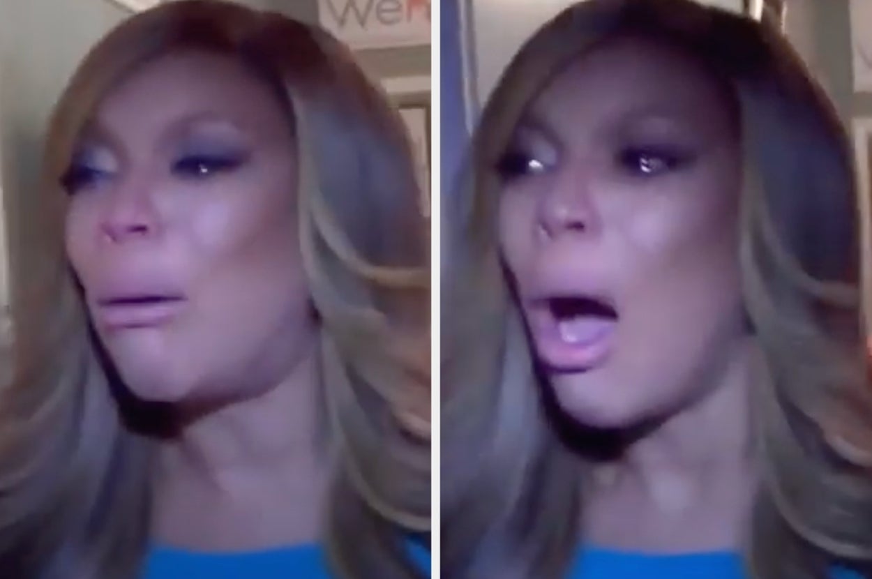 Person appearing emotional and surprised, in two side-by-side images