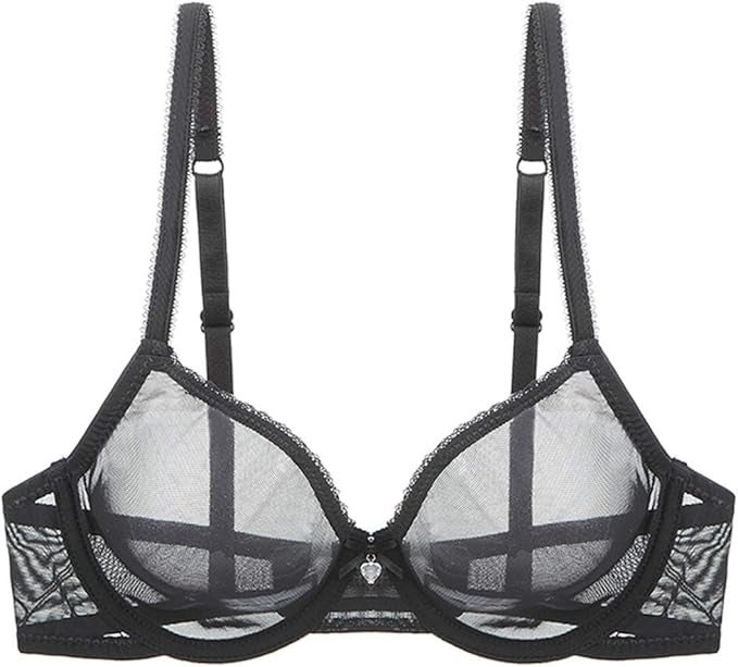 Sheer lace bra with underwire enactment    and adjustable straps