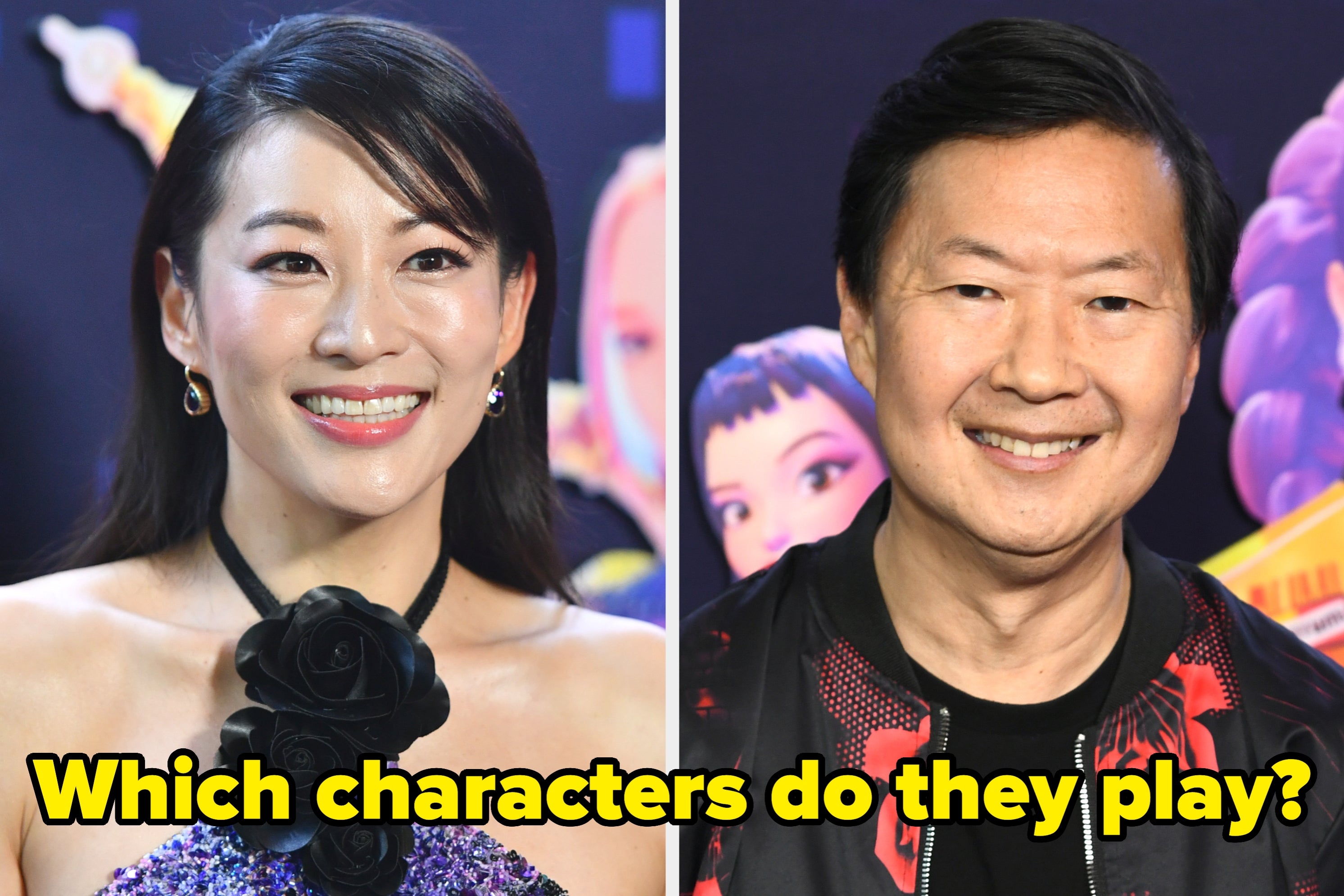 Split-screen image of Arden Cho on the left and Ken Jeong on the right