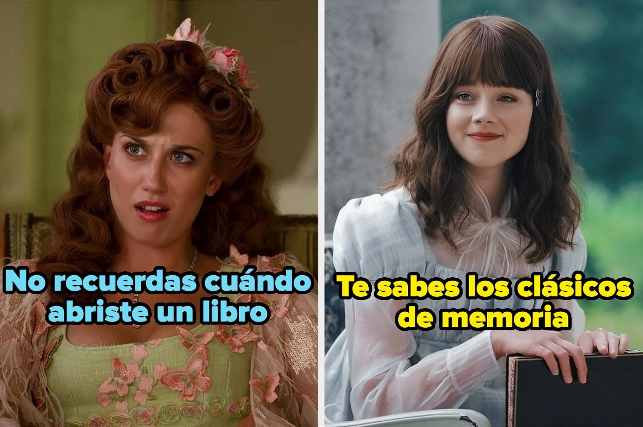 Dos mujeres con estilo retro uniforme; la primera con cabello rizado, la segunda con flequillo. Texto: "No recuerdas cuándo abriste un libro. Te sabes los clásicos de memoria."