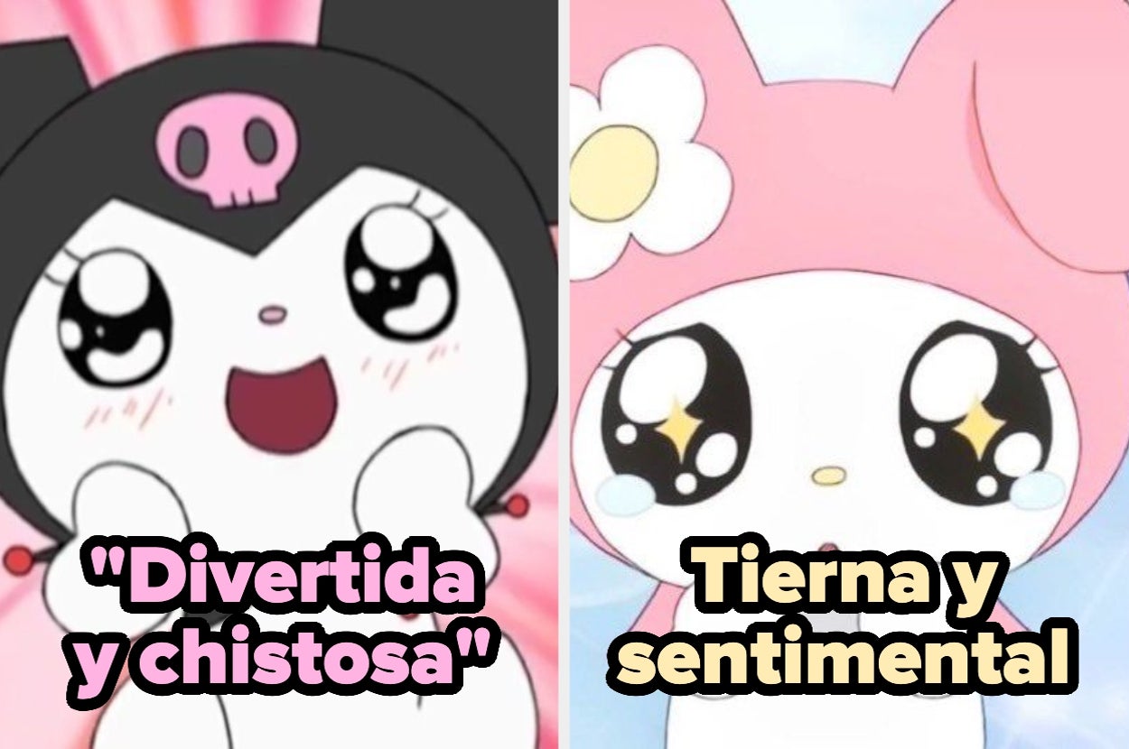 Dos personajes animados: uno a la izquierda con expresión alegre y otro a la derecha con expresión tierna. Texto: "Divertida y chistosa", "Tierna y sentimental"