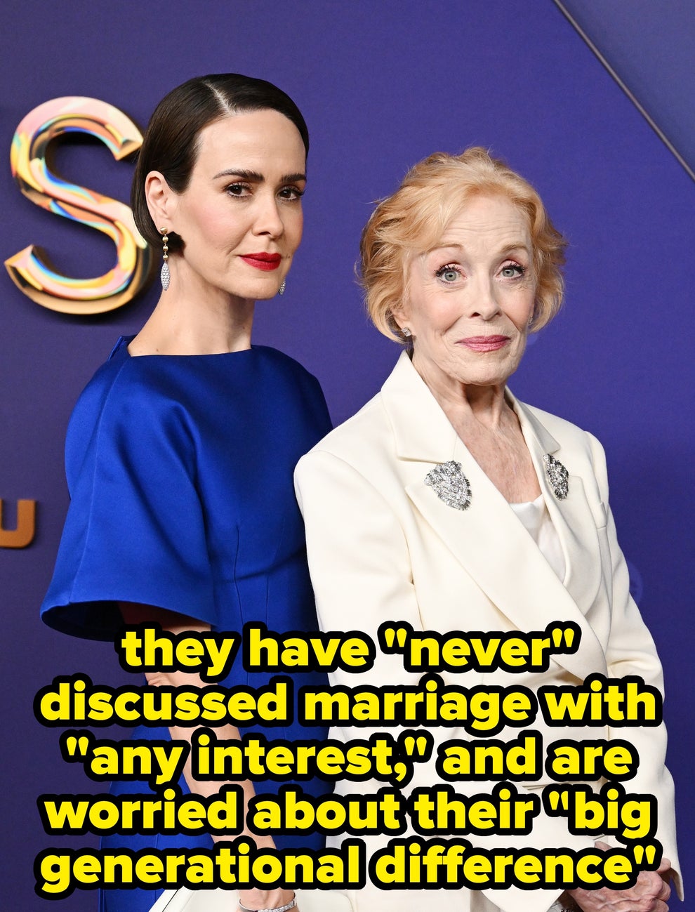 After A Viral Post About Goldie Hawn And Kurt Russell Sparked Interesting Marriage Discourse, Here Are More Unmarried Celeb Couples Who Have Been Together For A Long, Long Time 30 Sarah Paulson and Holland Taylor at an event