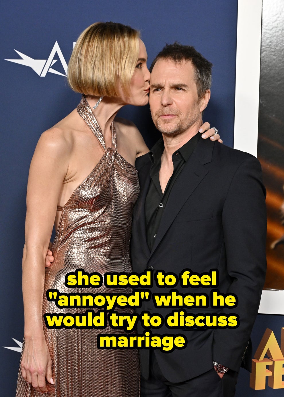 After A Viral Post About Goldie Hawn And Kurt Russell Sparked Interesting Marriage Discourse, Here Are More Unmarried Celeb Couples Who Have Been Together For A Long, Long Time 20 Leslie Bibb and Sam Rockwell
