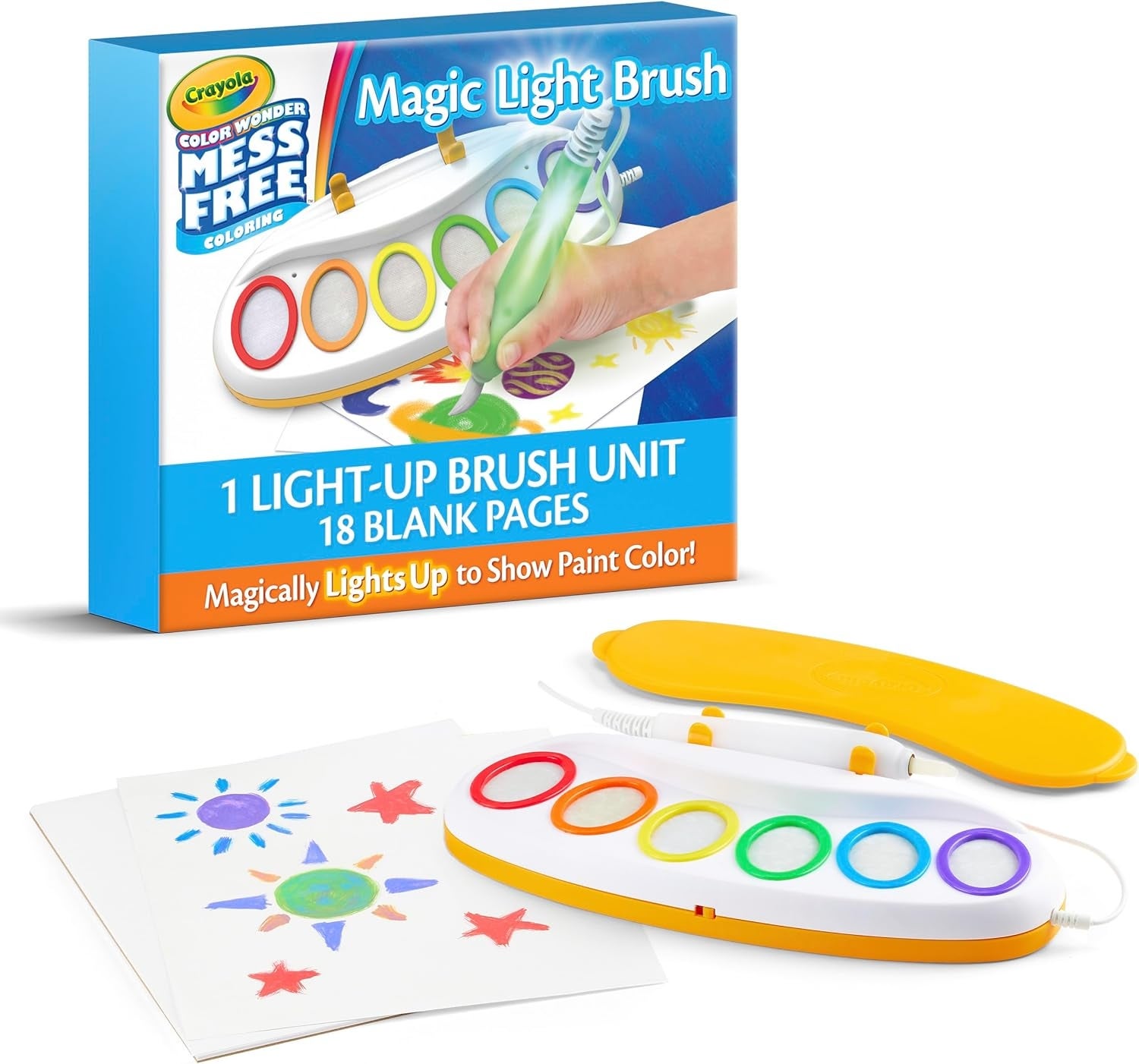 Crayola's Magic Light Brush acceptable   with light-up brush, drafting  palette, and pages. Mess-free coloring kit for kids