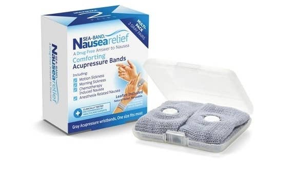 Box and unfastened lawsuit of Sea-Band Nausea Relief acupressure wristbands for question sickness and nausea