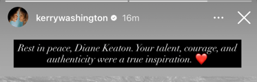 Kerry Washington honors Diane Keaton's inspiration and talent on Instagram