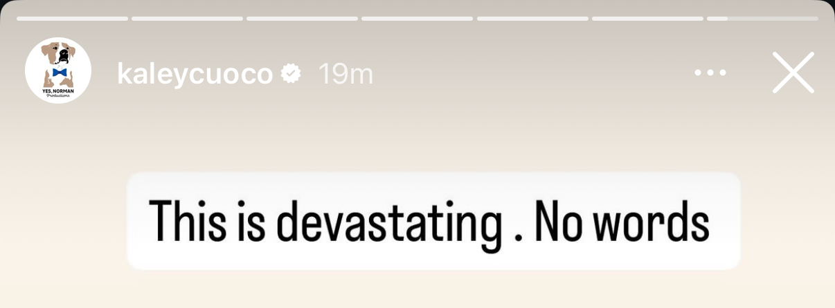 Kaley Cuoco writes of Diane Keaton's death "This is devastating No words"
