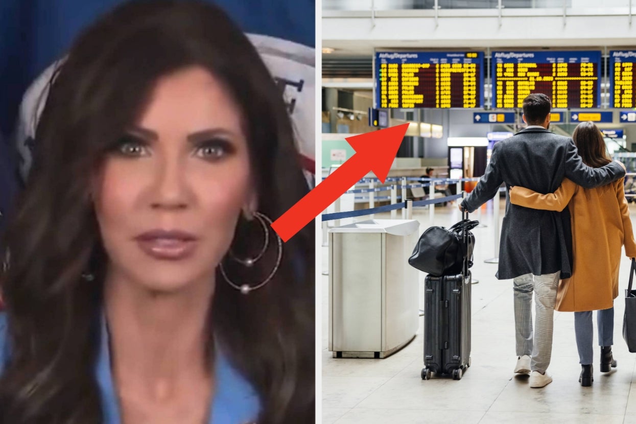 Kristi Noem's Airport Video Blaming Democrats For The Government Shutdown Is Going Viral, And People Are Saying It's Giving Major Authoritarian Energy