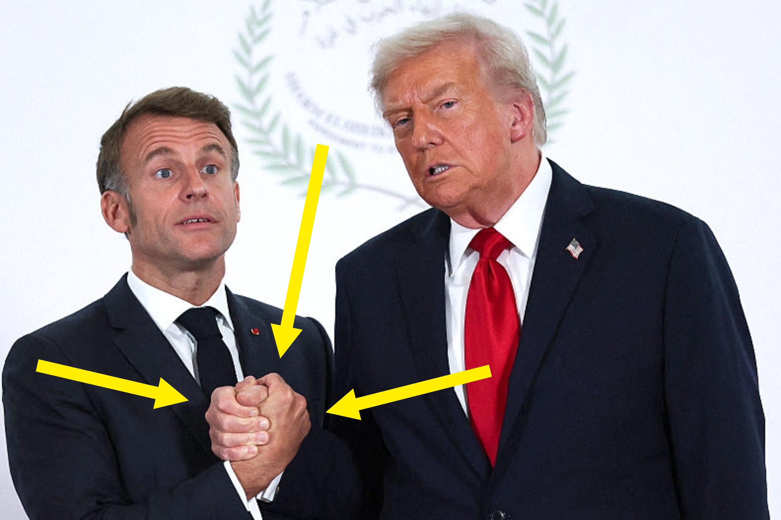People Can't Stop Talking About Trump's Never-Ending Handshake With The French President