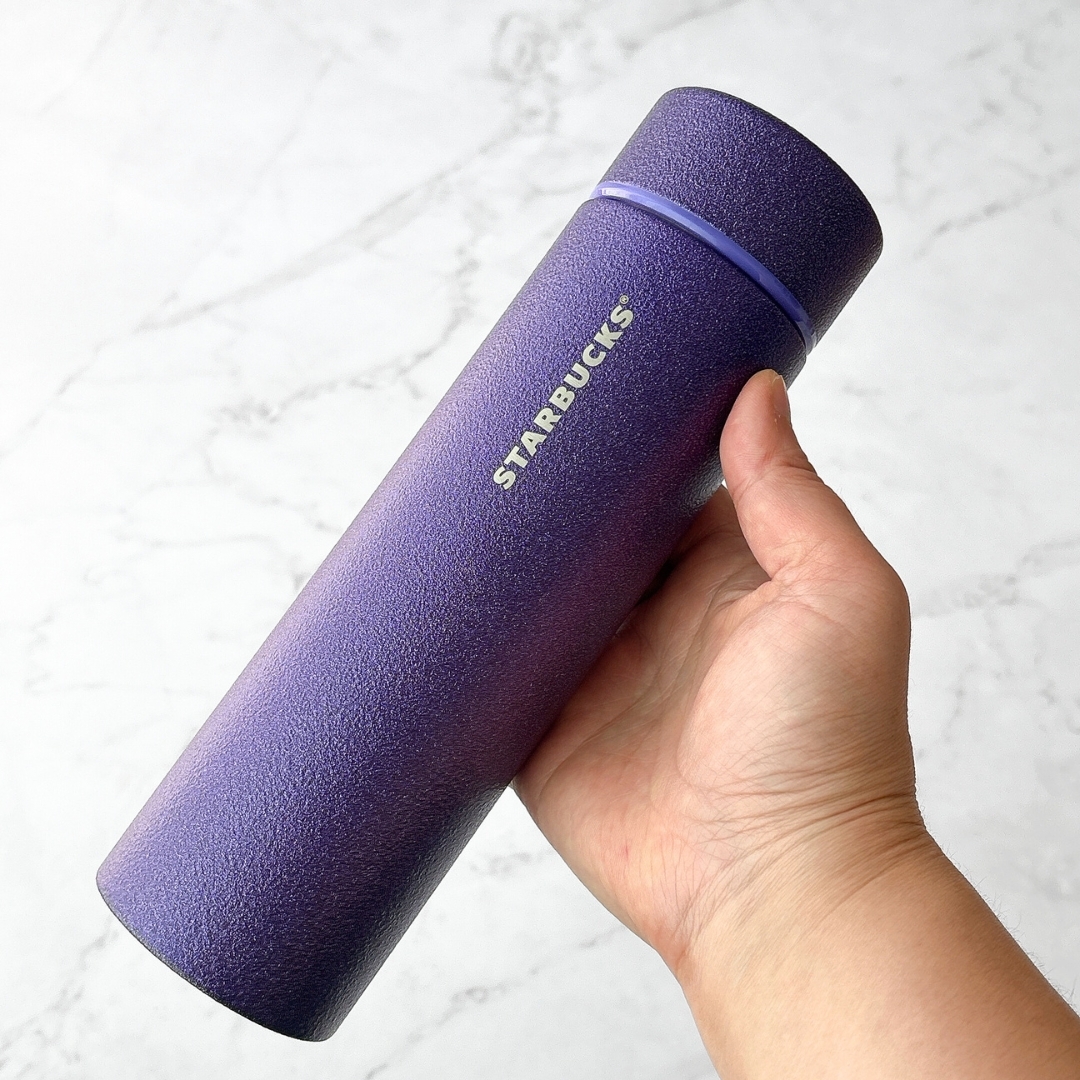 スターバックス グリッターパープル ステンレスボトル　ベアリスタミニ　キーホルダ スターバックス グリッターパープル ステンレスボトル ベアリスタミニ