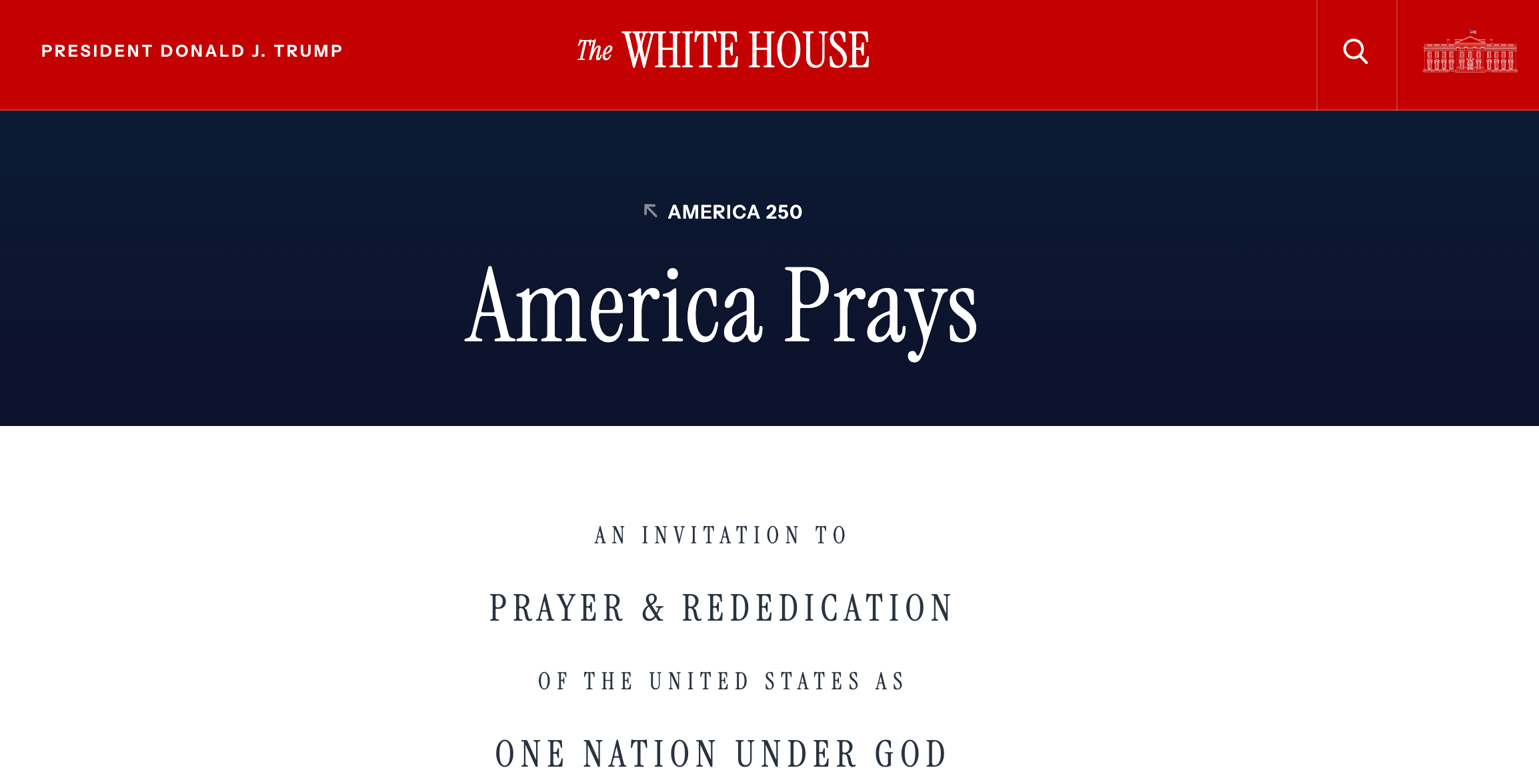  An invitation to supplication  and rededication of the United States arsenic  1  federation  nether  God"