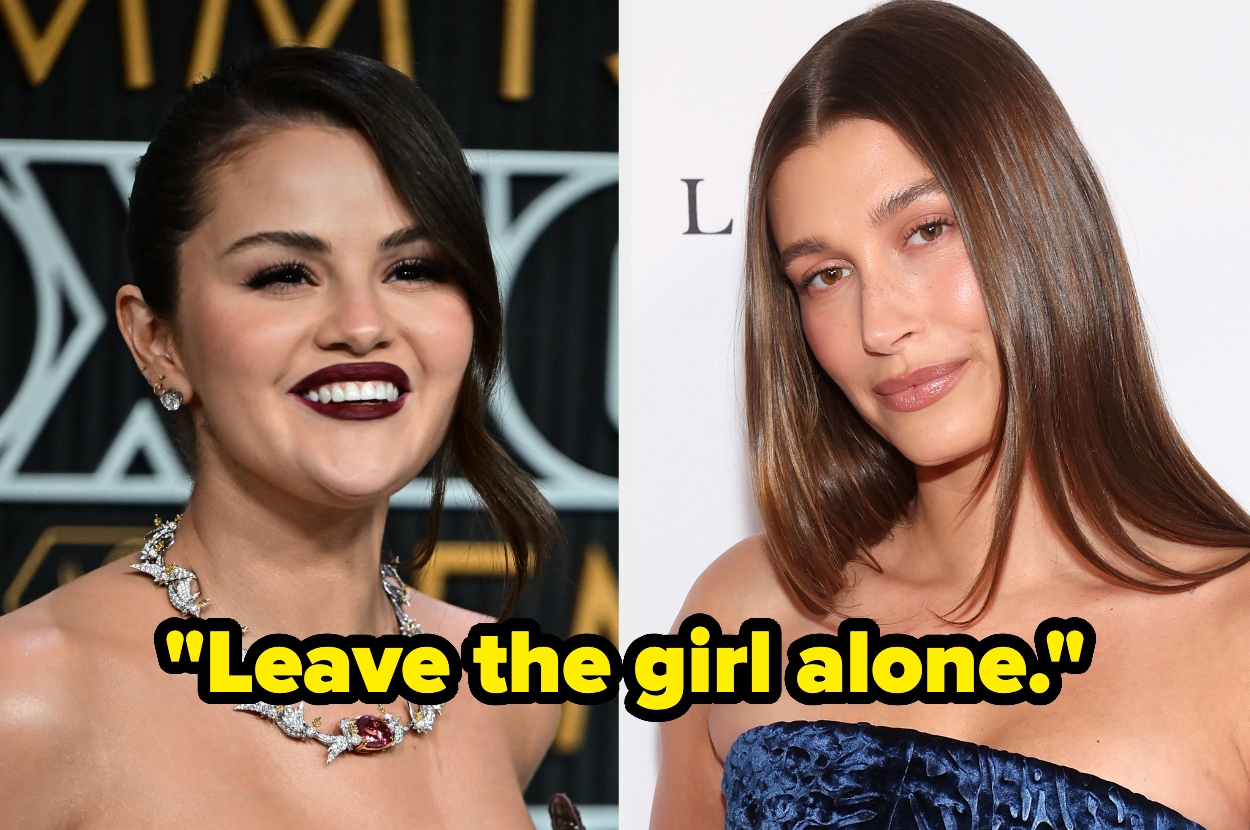 Two women side by side, smiling. Text overlay reads: "Leave the girl alone."