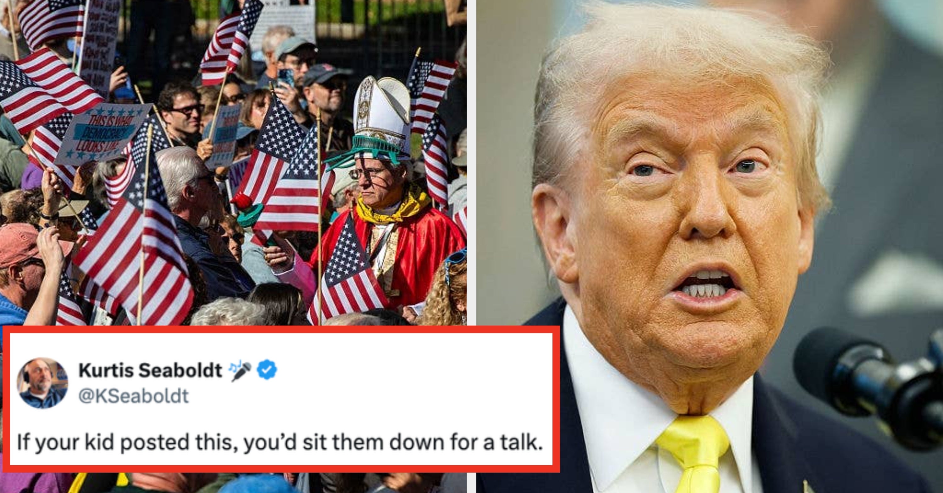 Donald Trump's Bizarre Reaction To The "No Kings Day" Protest Is Going Viral