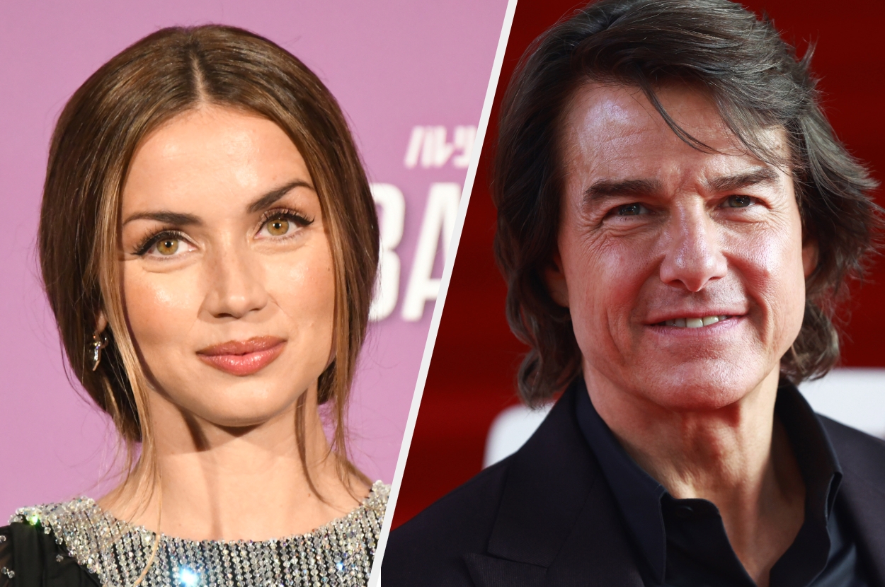 Two people in formal attire on a split background, both smiling