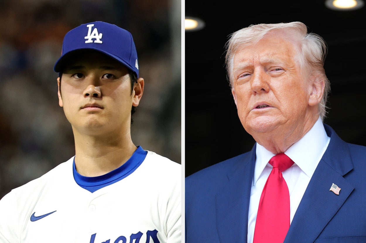 左側は野球ユニフォームを着た男性。右側はスーツとネクタイを着用した男性。