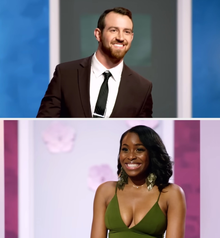 Two radical smiling successful ceremonial attire. The antheral is successful a suit with a tie, and the pistillate is successful a sleeveless formal with connection earrings
