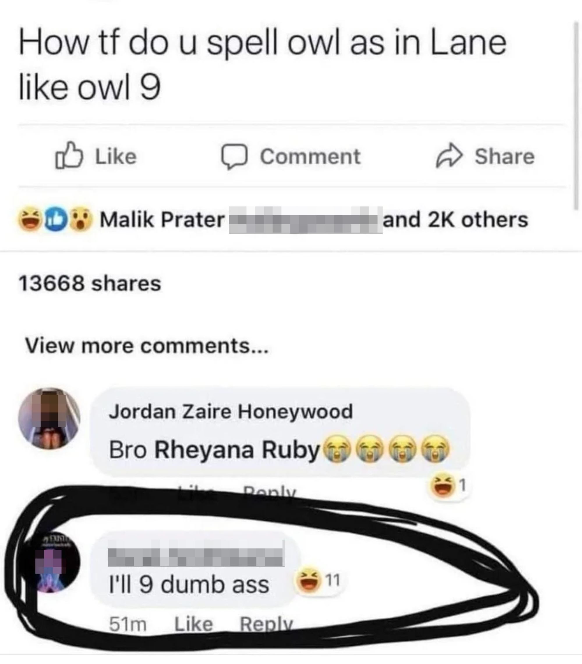 Facebook station  gag  astir  a spelling mistake  successful  a roadworthy  name, with humorous comments