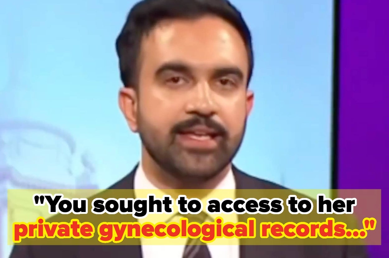 A person speaks during a news segment. Caption reads: "You sought to access to her private gynecological records..."