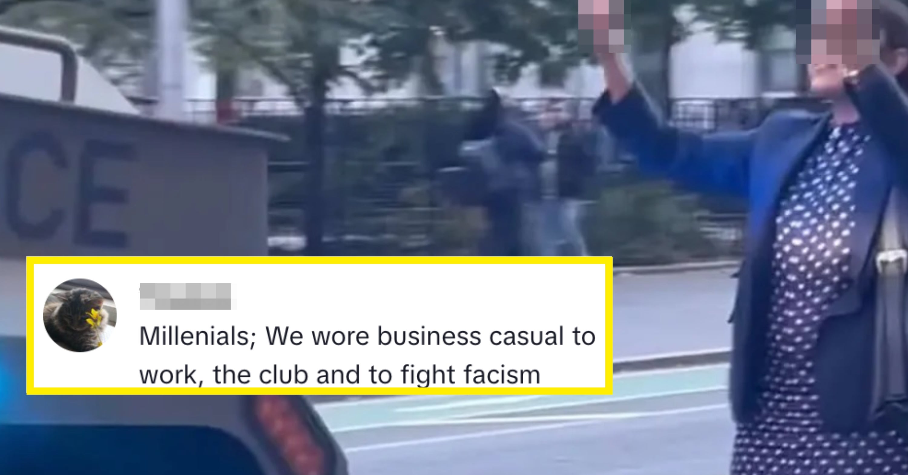 Woman in Polka Dot Dress Gains Attention During NYC Immigration Protest