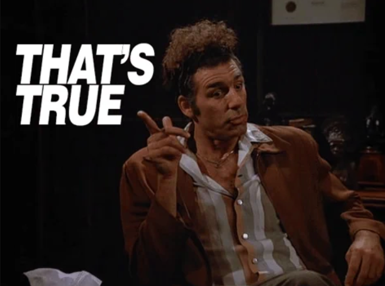 Person gesturing with hand, substance   reads &quot;That&#x27;s true.&quot;