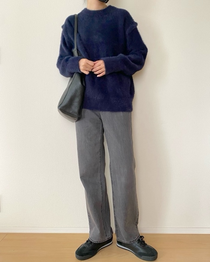 GU UNDERCOVER シャギークルーネックセーター XXL ネイビー GU公式
