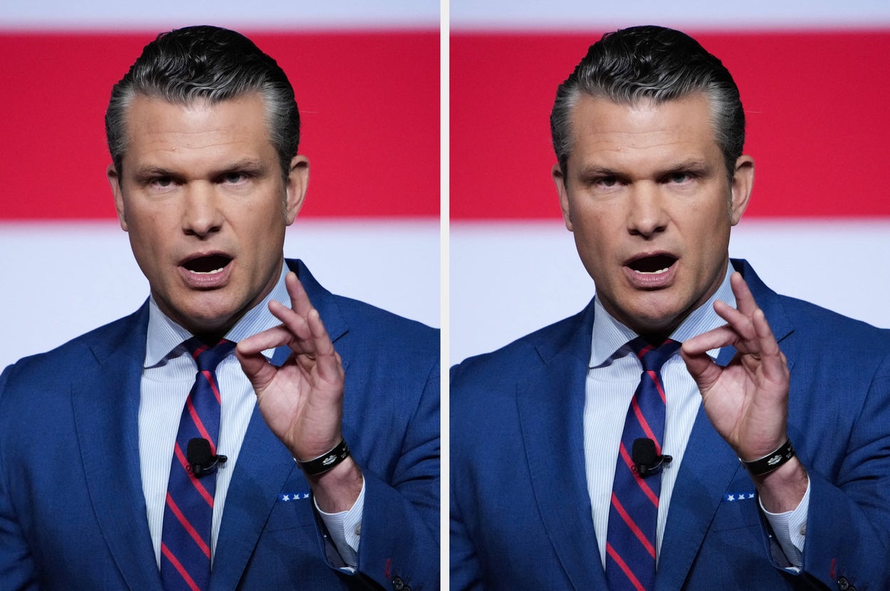 US Secretary of Defense Pete Hegseth addresses senior military officers at Marine Corps Base Quantico in Quantico, Virginia