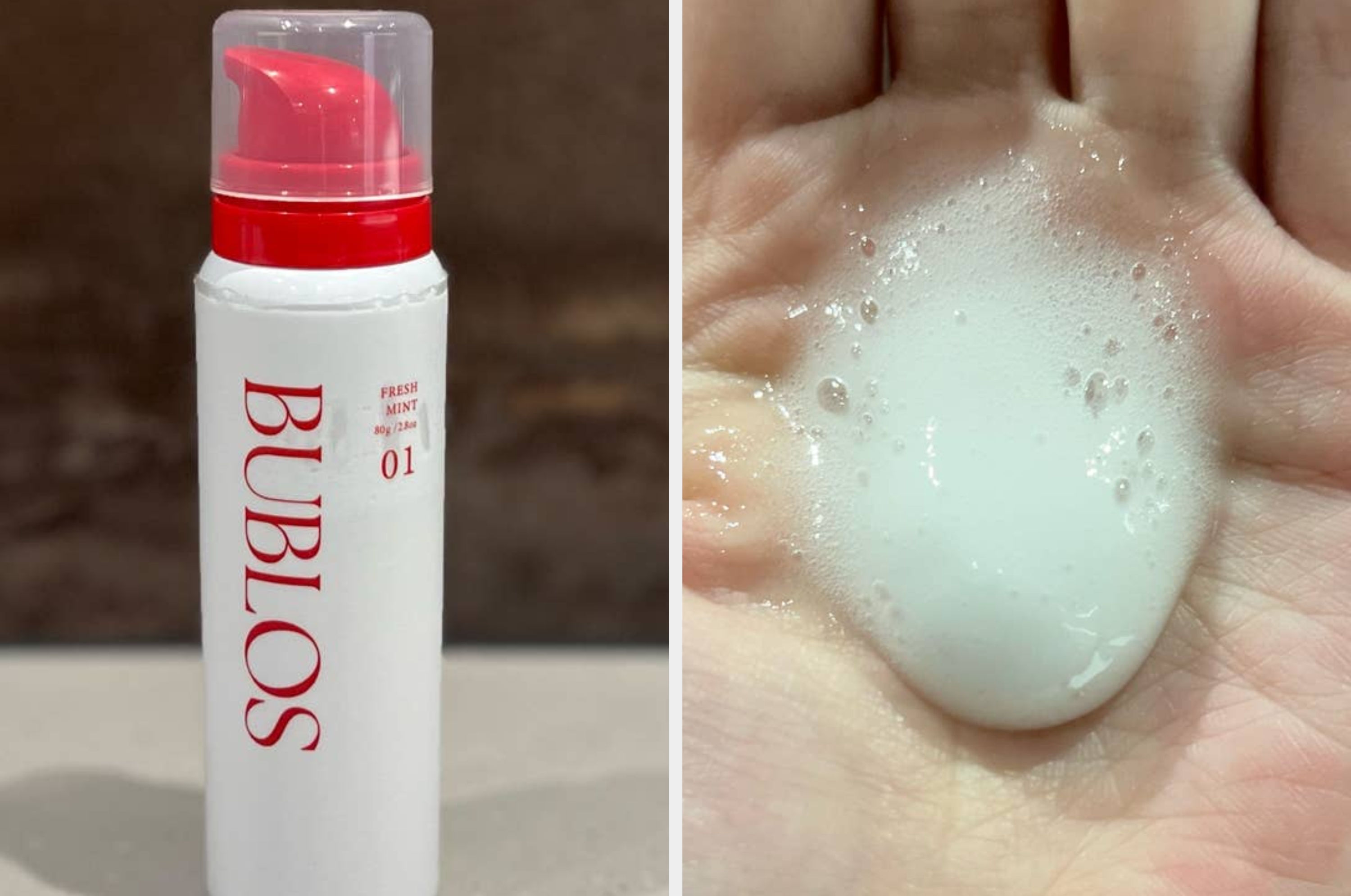 テーブルに置かれた「BUBLOS」ラベルのボトル。