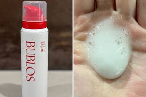 テーブルに置かれた「BUBLOS」ラベルのボトル。