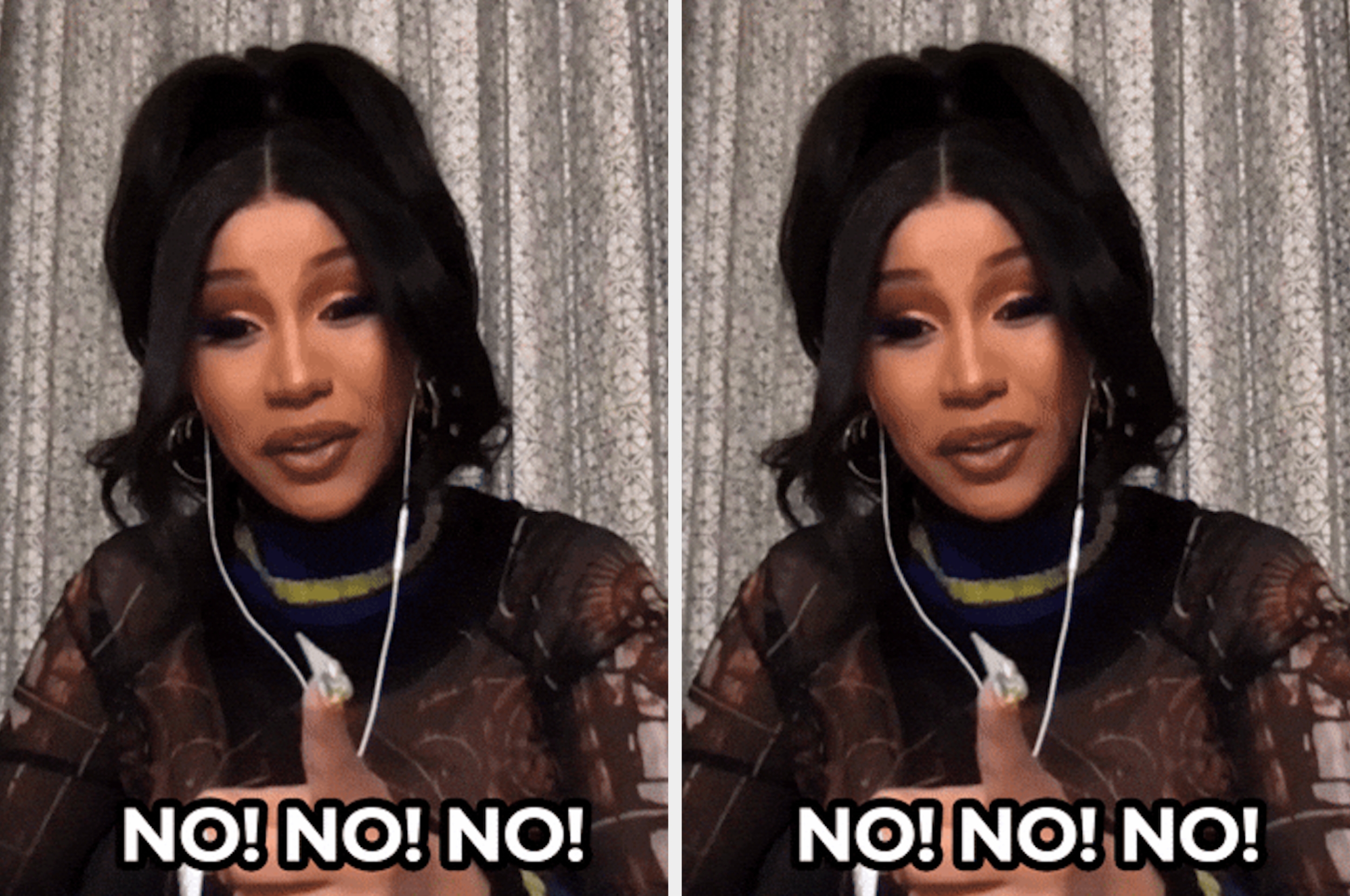 Person giving a thumbs down with a caption "NO! NO! NO!" repeated twice, possibly indicating strong disagreement