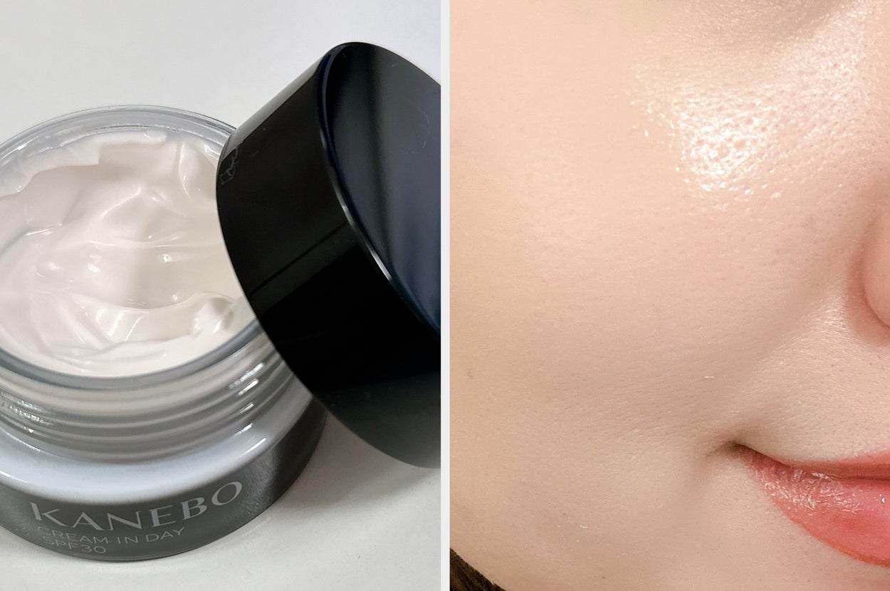 開いた容器に入ったクリーム。ブランド名「KANEBEO」や「SPF30」が容器に書かれている。