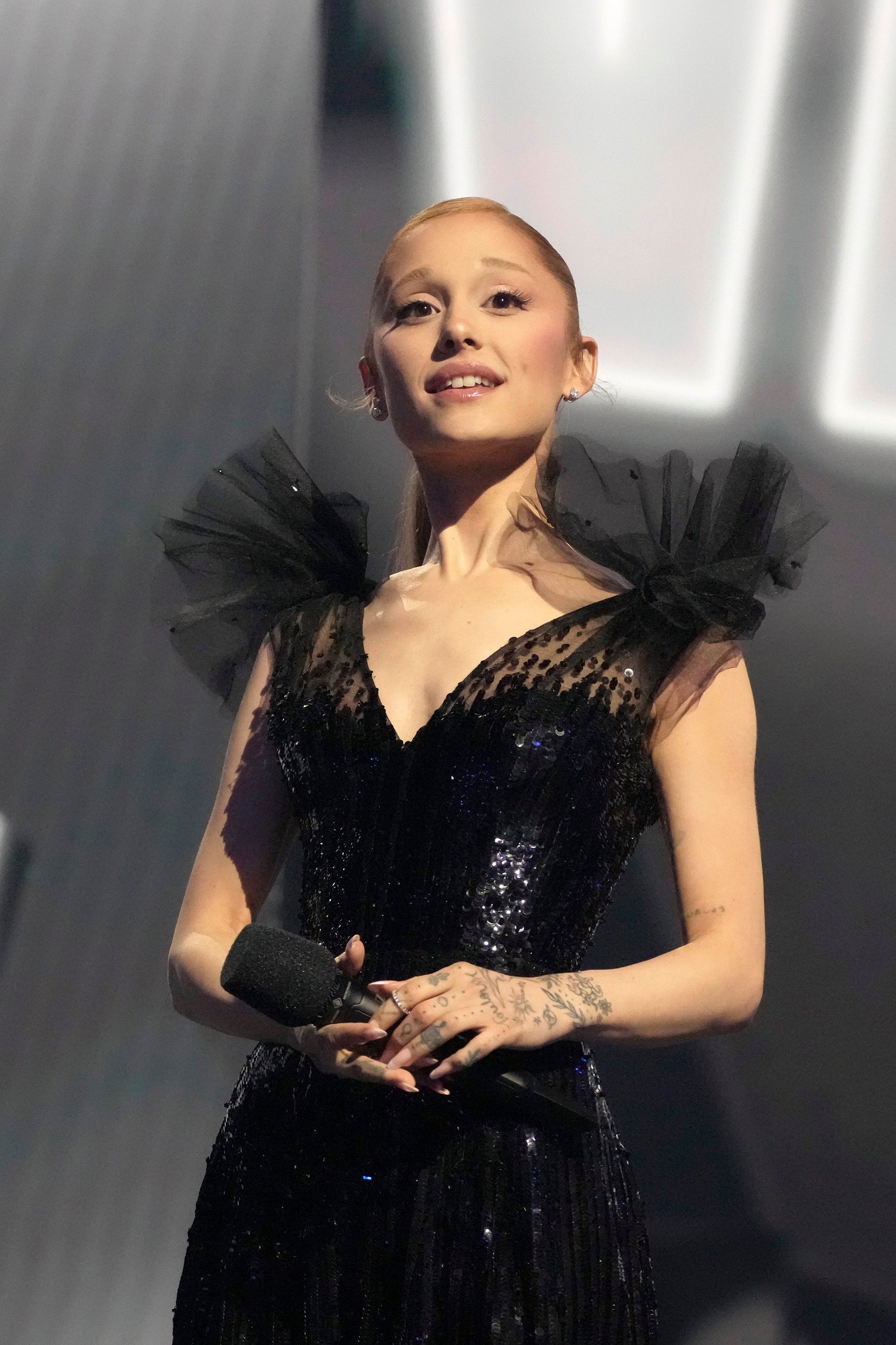 ariana grande the voice black dress Grande's 'New Accent' Goes Viral Dress-heel-outsole Elastic inner dress in Color:Mist Blue