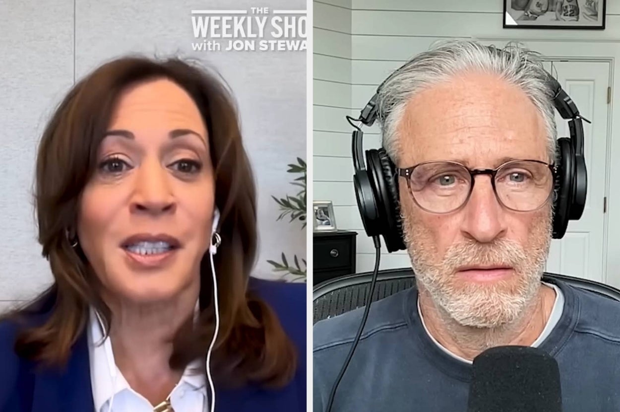 Jon Stewart's Reaction To How Kamala Harris Answered This Question Is Going Viral