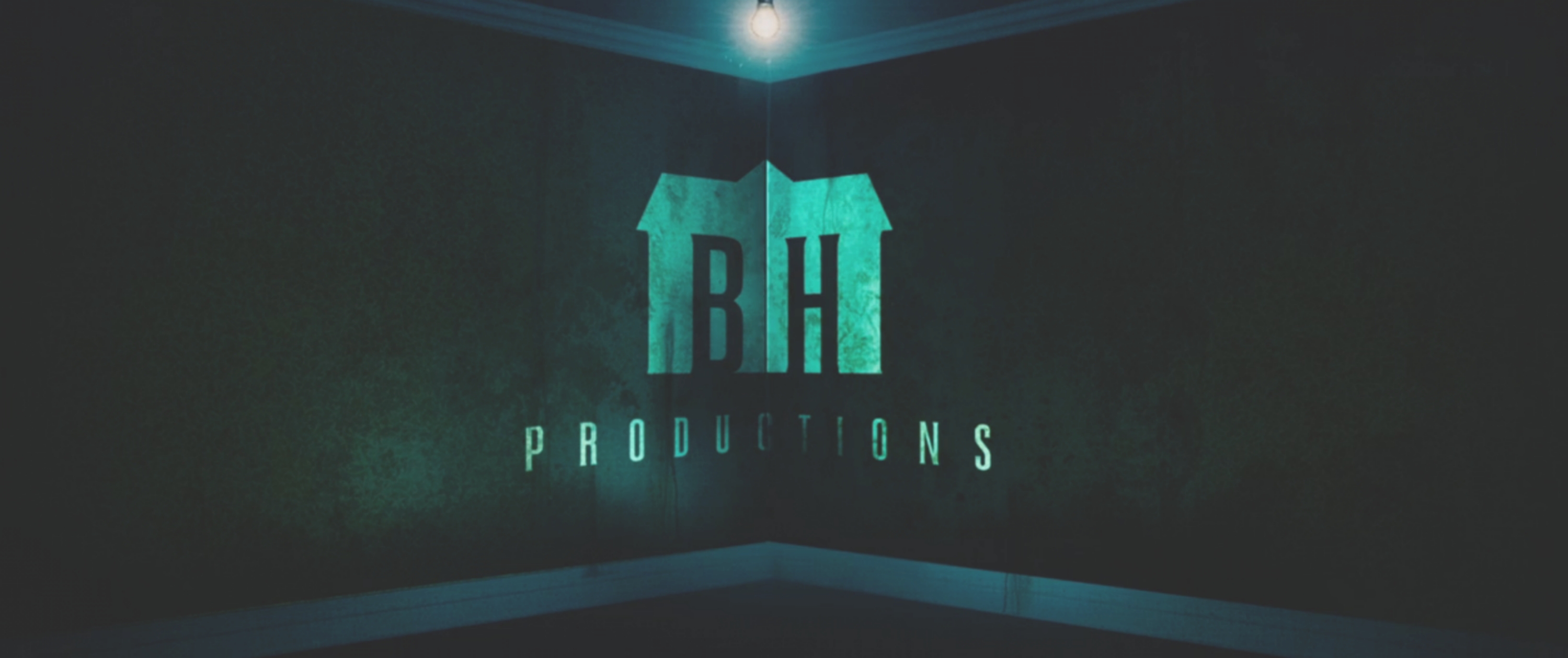 BH Productions logo connected  a acheronian  background, with stylized houses forming the letters "BH."