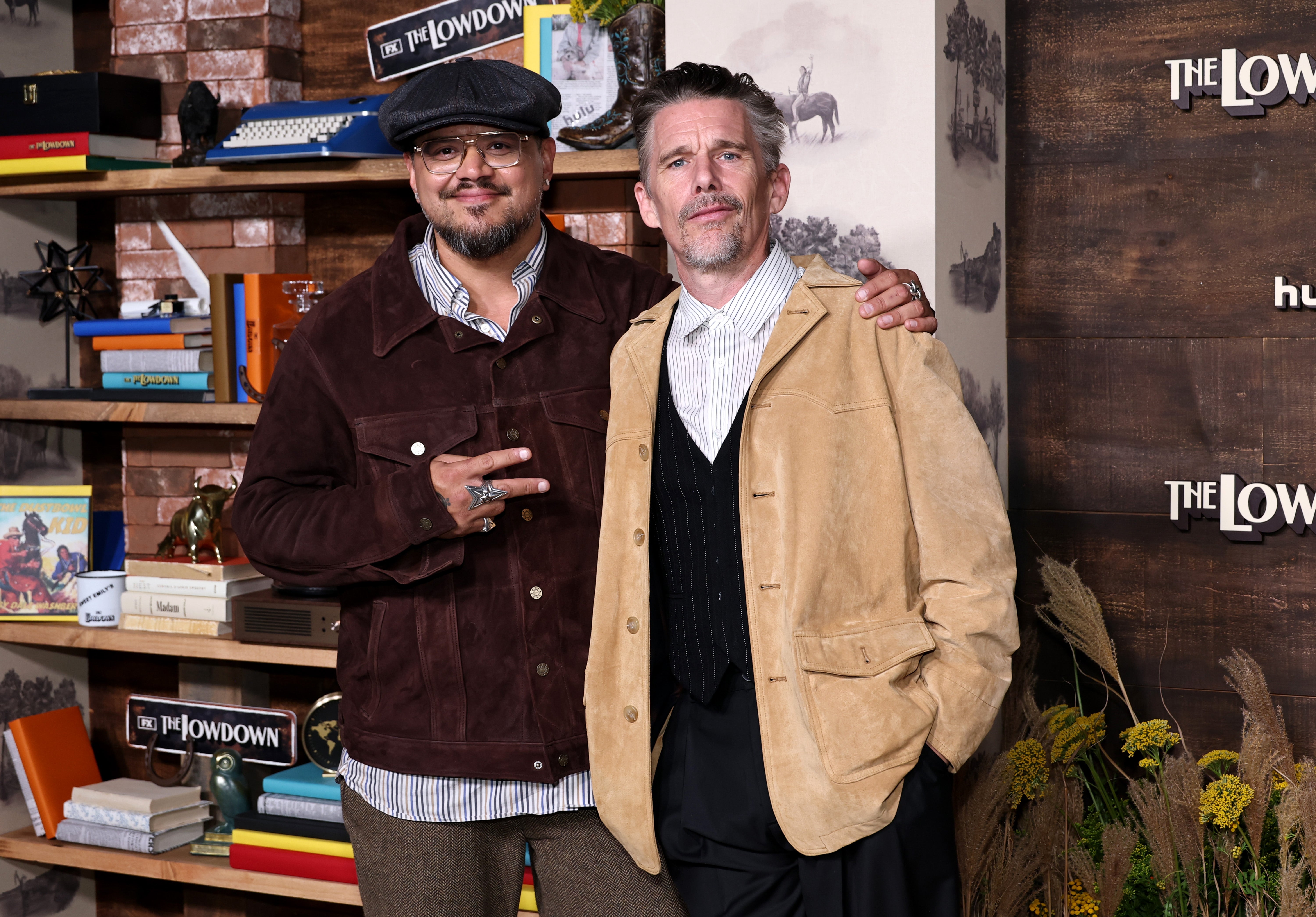 The Lowdown creator Sterlin Harjo and star Ethan Hawke at a promotional event